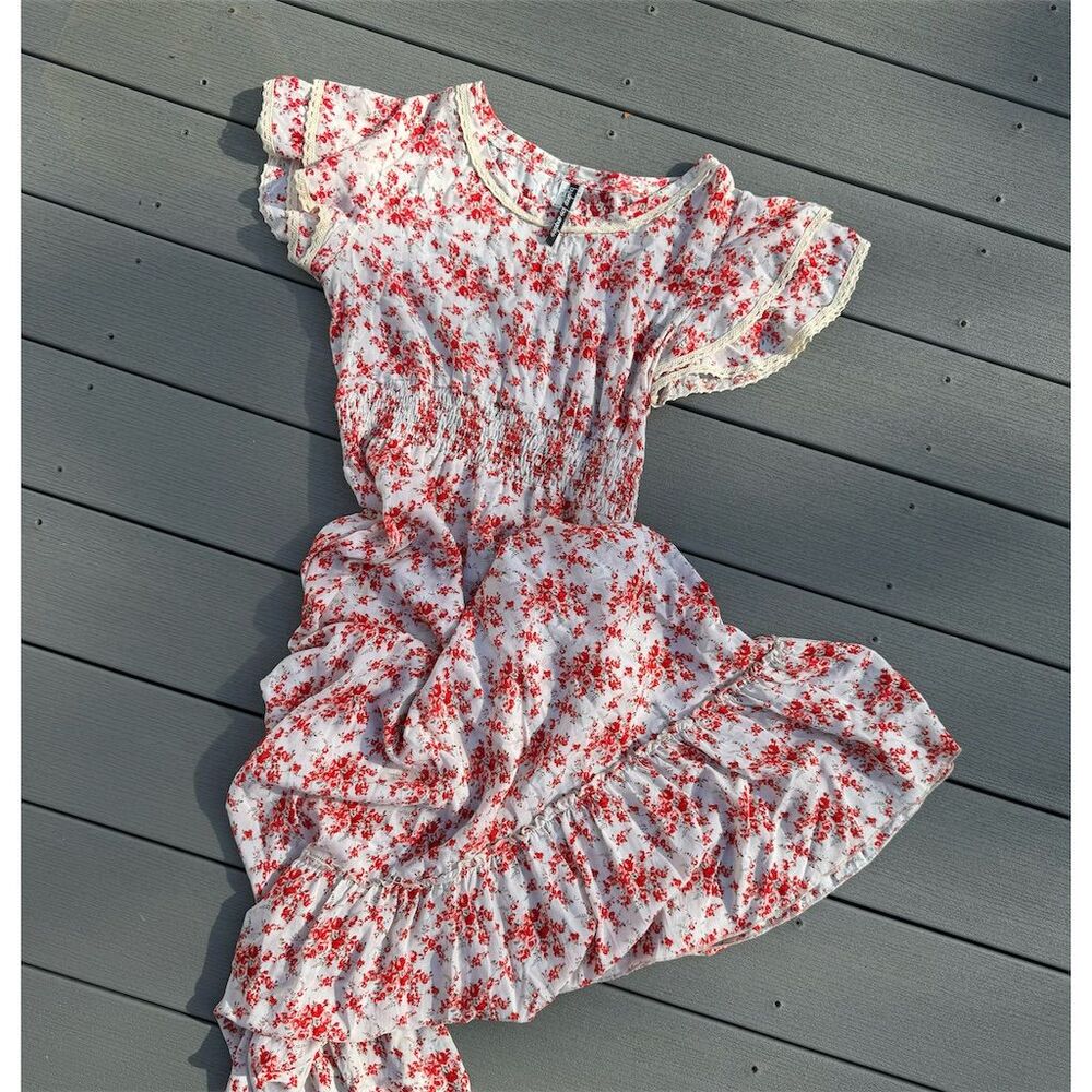 ByDEEP La Women's Red Floral Maxi Dress V-Neck Party Summer M